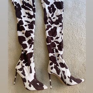 Steve Madden Cow Print Thigh High